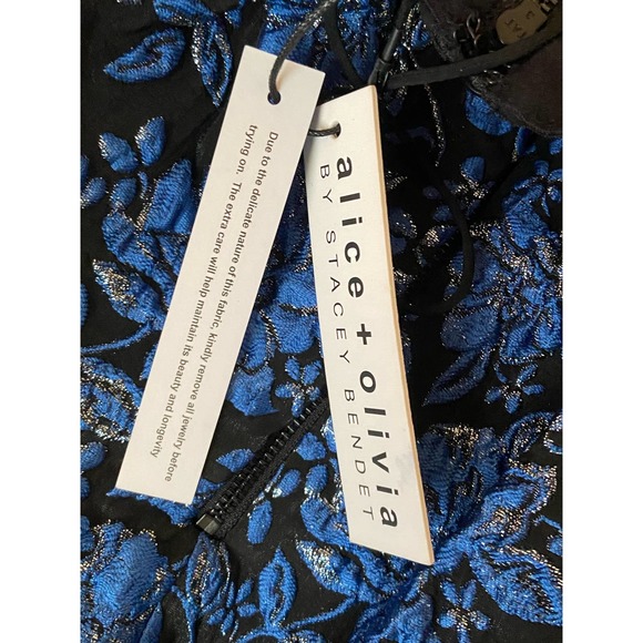 Alice + Olivia Kendra Floral Mini Dress Blue 4 - Picture 10 of 13